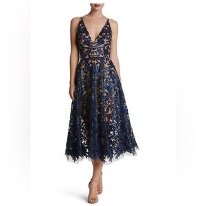 Dress the Population Blair Navy Sequin Fit and Flair Cocktail Dress